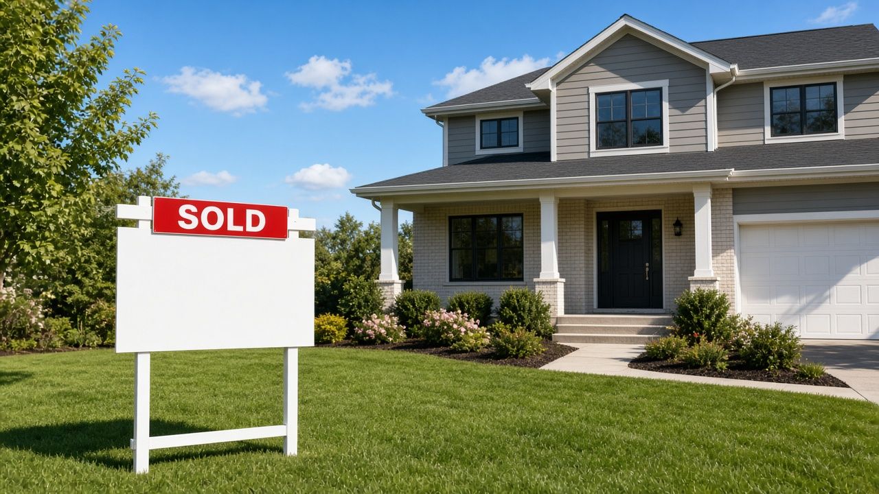 A home with a SOLD sign in the yard